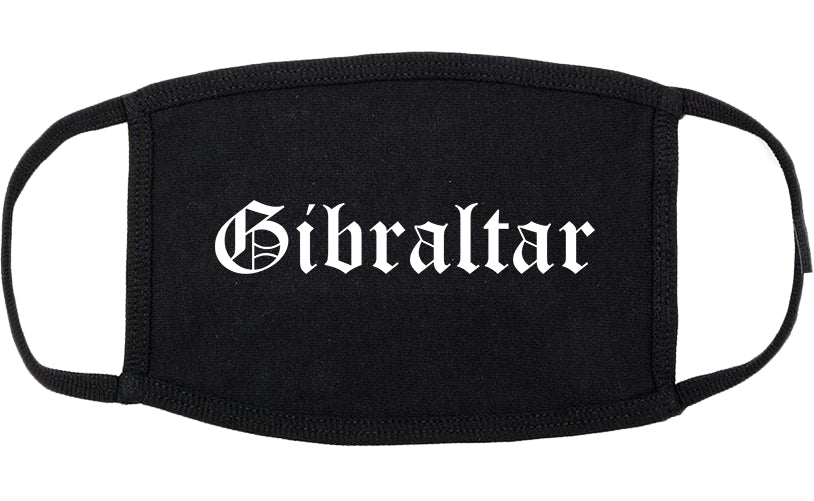 Gibraltar Michigan MI Old English Cotton Face Mask Black