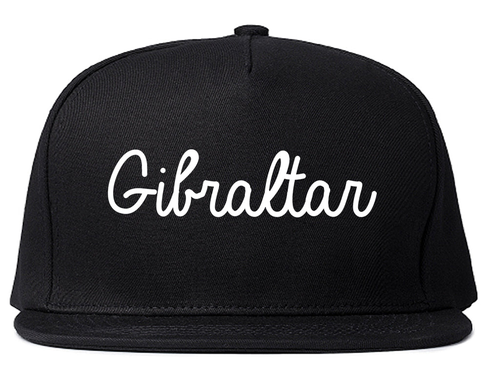 Gibraltar Michigan MI Script Mens Snapback Hat Black