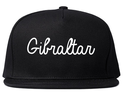 Gibraltar Michigan MI Script Mens Snapback Hat Black