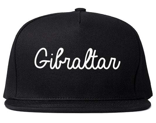 Gibraltar Michigan MI Script Mens Snapback Hat Black