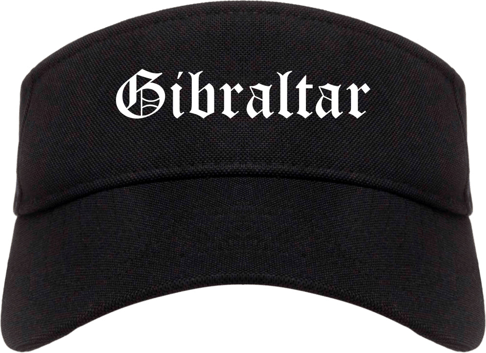 Gibraltar Michigan MI Old English Mens Visor Cap Hat Black