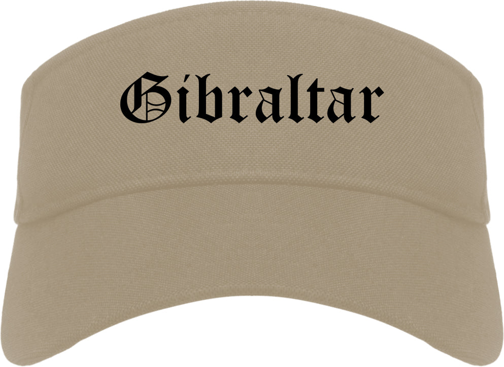 Gibraltar Michigan MI Old English Mens Visor Cap Hat Khaki