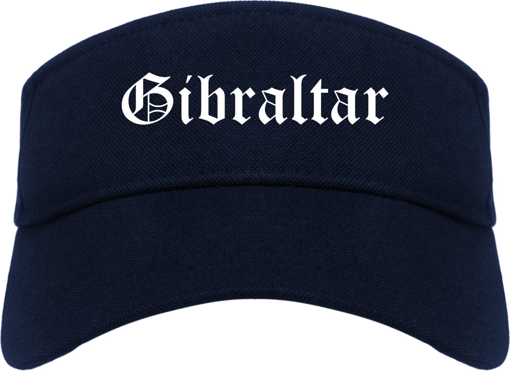 Gibraltar Michigan MI Old English Mens Visor Cap Hat Navy Blue