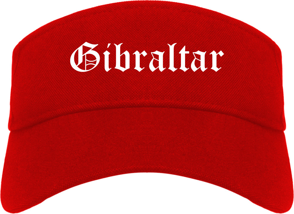 Gibraltar Michigan MI Old English Mens Visor Cap Hat Red