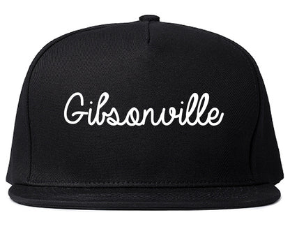 Gibsonville North Carolina NC Script Mens Snapback Hat Black