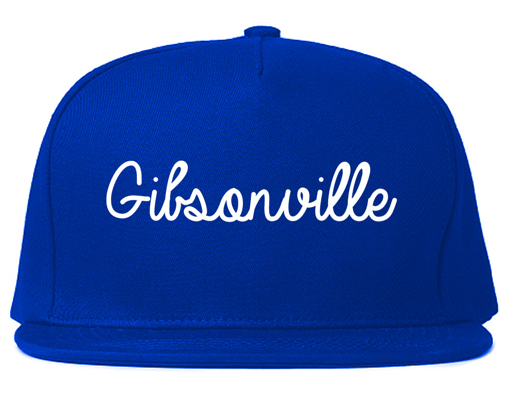 Gibsonville North Carolina NC Script Mens Snapback Hat Royal Blue