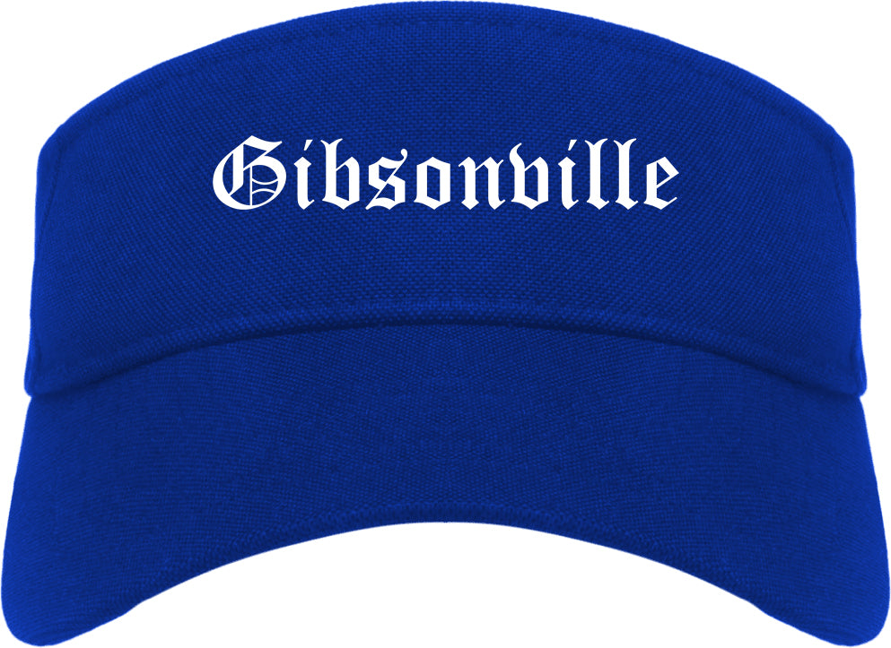 Gibsonville North Carolina NC Old English Mens Visor Cap Hat Royal Blue