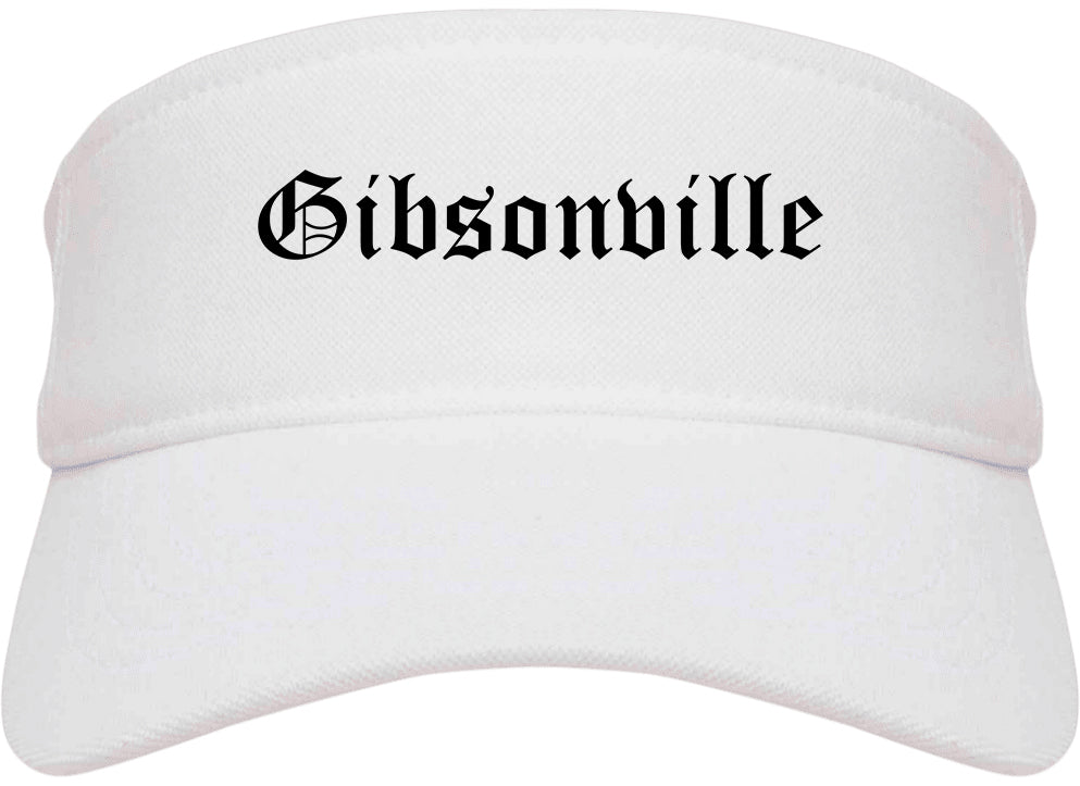 Gibsonville North Carolina NC Old English Mens Visor Cap Hat White