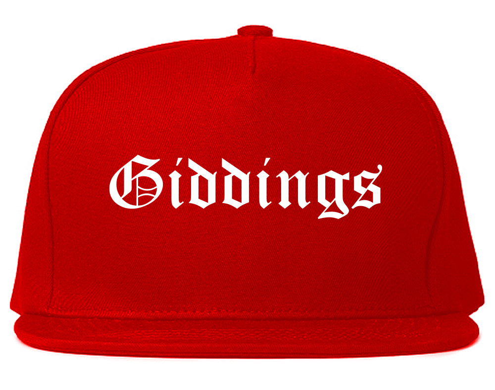 Giddings Texas TX Old English Mens Snapback Hat Red