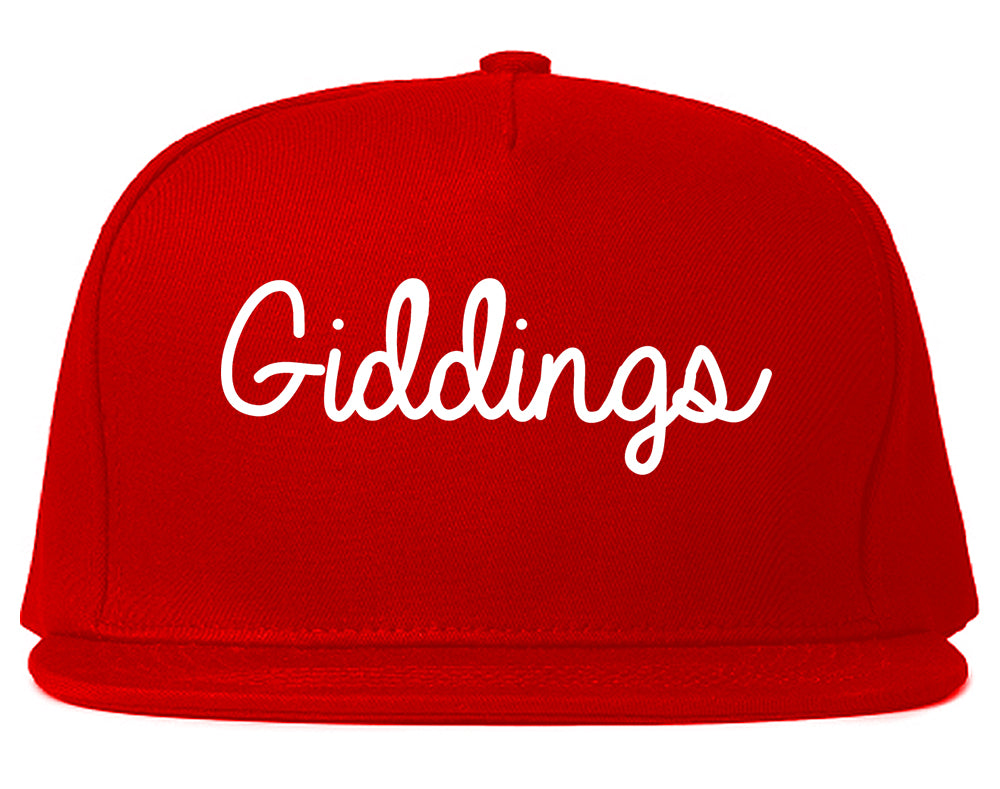 Giddings Texas TX Script Mens Snapback Hat Red