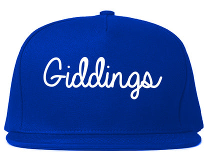 Giddings Texas TX Script Mens Snapback Hat Royal Blue