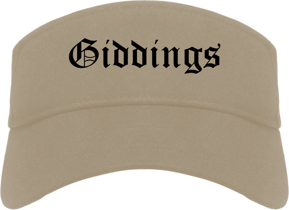 Giddings Texas TX Old English Mens Visor Cap Hat Khaki