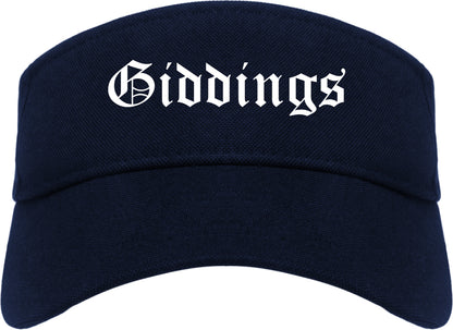 Giddings Texas TX Old English Mens Visor Cap Hat Navy Blue