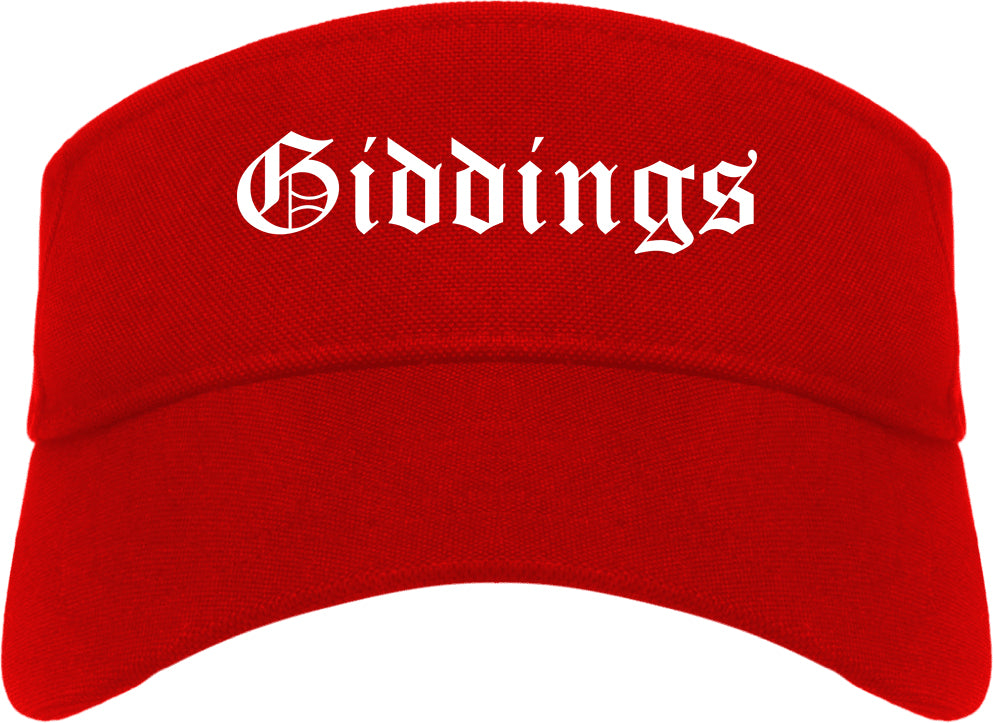Giddings Texas TX Old English Mens Visor Cap Hat Red