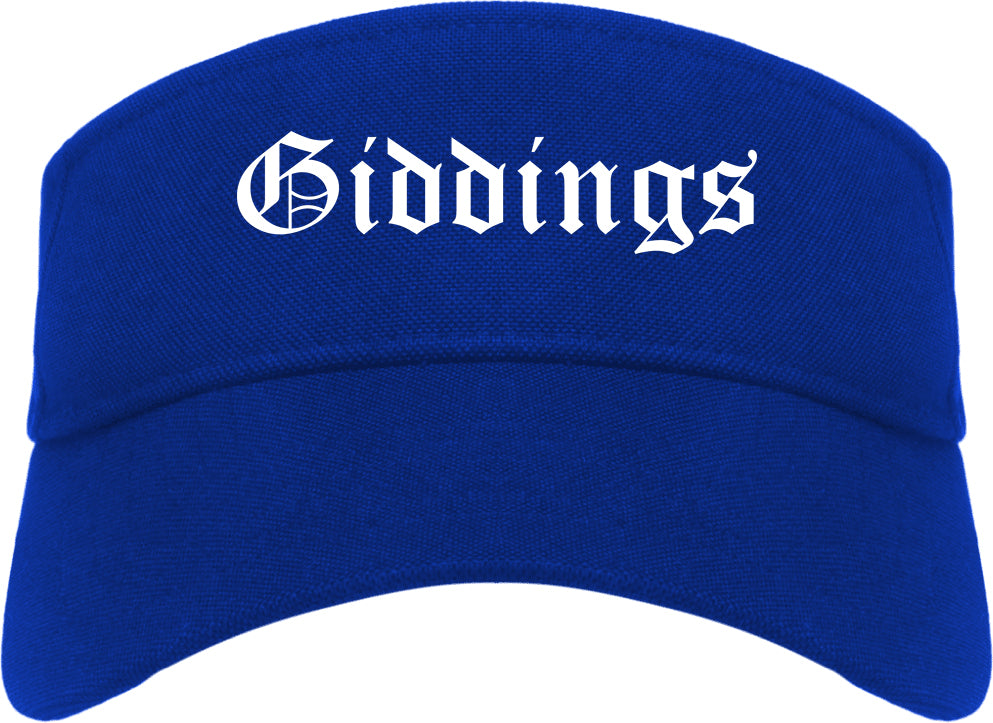 Giddings Texas TX Old English Mens Visor Cap Hat Royal Blue