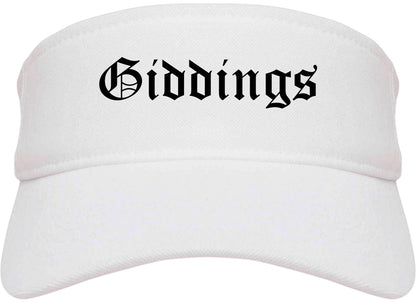 Giddings Texas TX Old English Mens Visor Cap Hat White