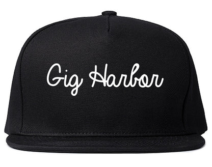 Gig Harbor Washington WA Script Mens Snapback Hat Black