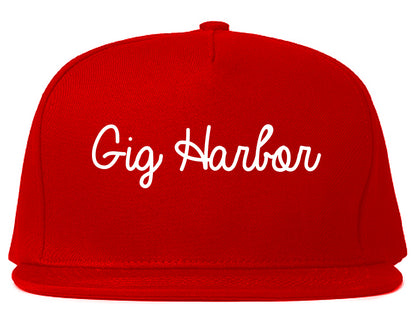 Gig Harbor Washington WA Script Mens Snapback Hat Red