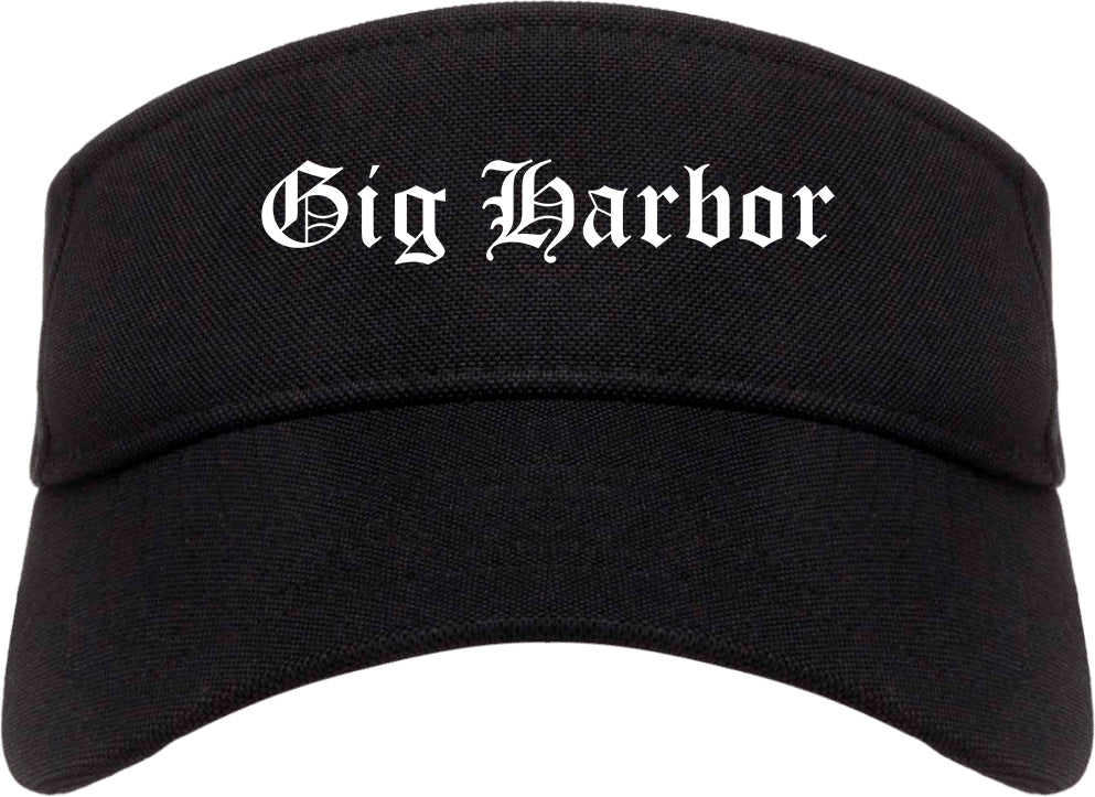 Gig Harbor Washington WA Old English Mens Visor Cap Hat Black