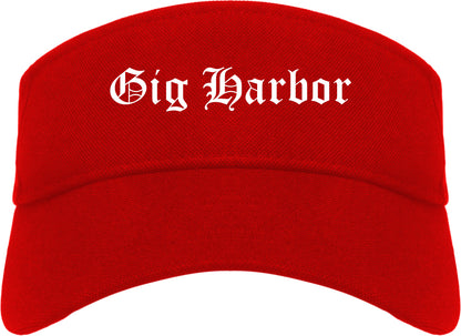 Gig Harbor Washington WA Old English Mens Visor Cap Hat Red