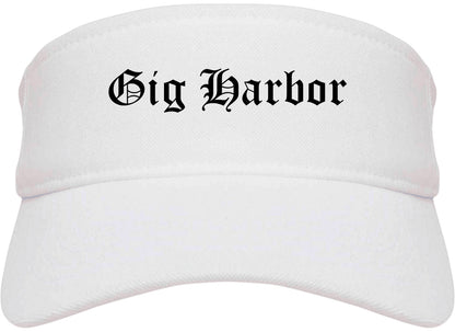 Gig Harbor Washington WA Old English Mens Visor Cap Hat White