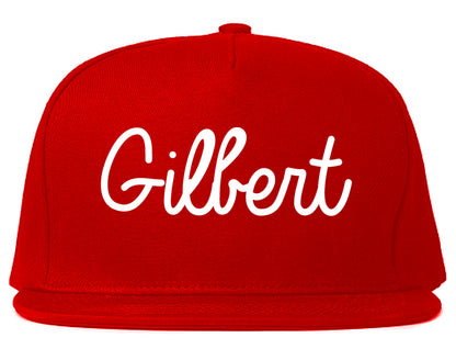 Gilbert Arizona AZ Script Mens Snapback Hat Red