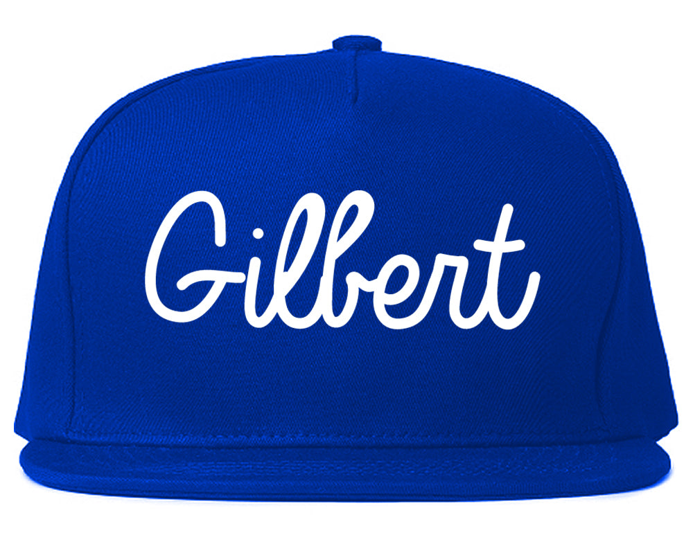 Gilbert Arizona AZ Script Mens Snapback Hat Royal Blue