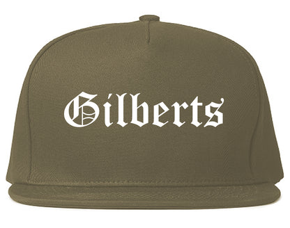 Gilberts Illinois IL Old English Mens Snapback Hat Grey