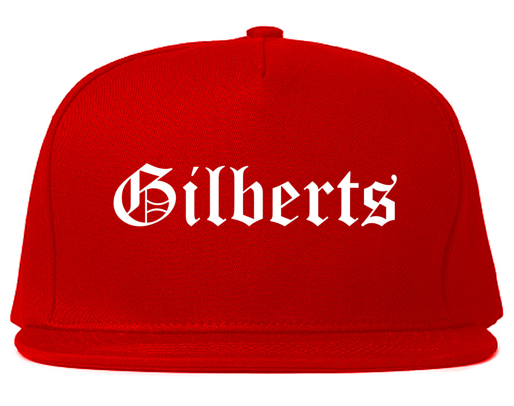 Gilberts Illinois IL Old English Mens Snapback Hat Red