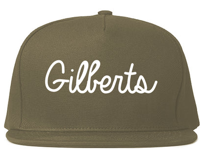Gilberts Illinois IL Script Mens Snapback Hat Grey