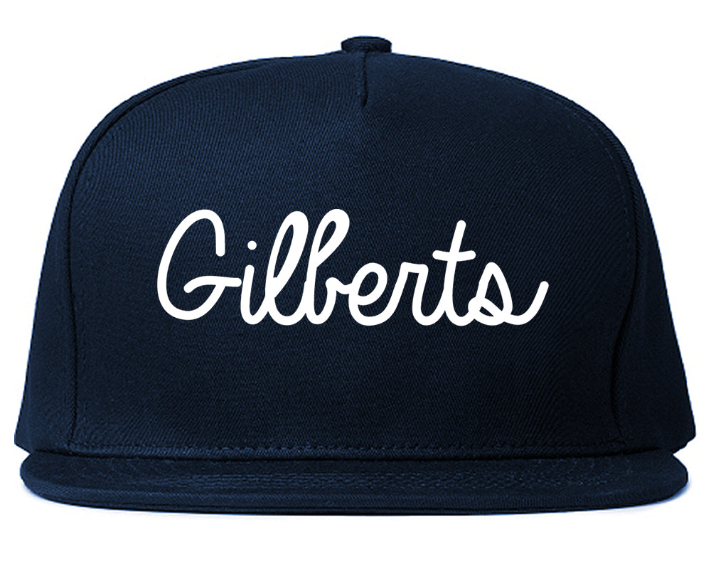 Gilberts Illinois IL Script Mens Snapback Hat Navy Blue