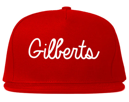 Gilberts Illinois IL Script Mens Snapback Hat Red