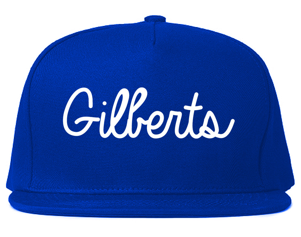 Gilberts Illinois IL Script Mens Snapback Hat Royal Blue