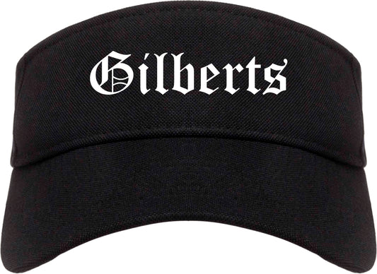 Gilberts Illinois IL Old English Mens Visor Cap Hat Black