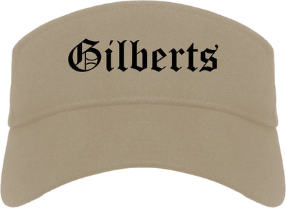 Gilberts Illinois IL Old English Mens Visor Cap Hat Khaki