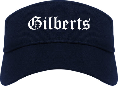 Gilberts Illinois IL Old English Mens Visor Cap Hat Navy Blue