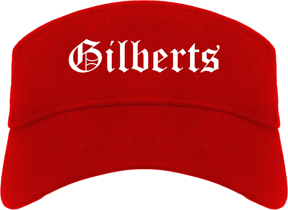 Gilberts Illinois IL Old English Mens Visor Cap Hat Red