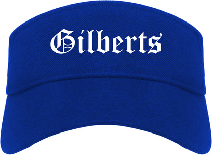 Gilberts Illinois IL Old English Mens Visor Cap Hat Royal Blue