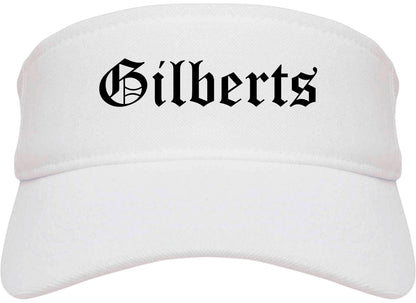 Gilberts Illinois IL Old English Mens Visor Cap Hat White