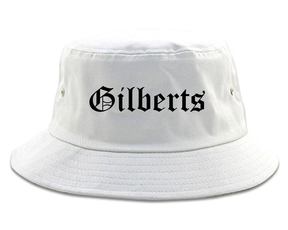 Gilberts Illinois IL Old English Mens Bucket Hat White