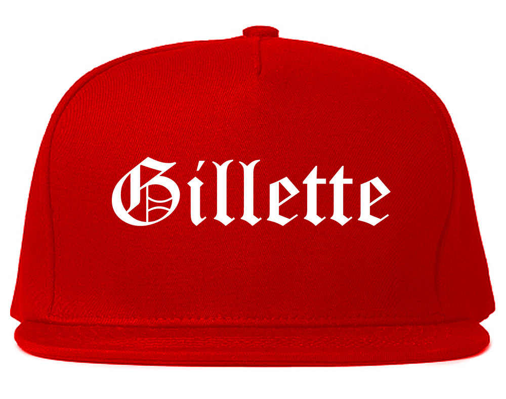 Gillette Wyoming WY Old English Mens Snapback Hat Red