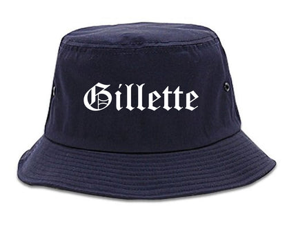 Gillette Wyoming WY Old English Mens Bucket Hat Navy Blue