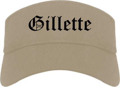 Gillette Wyoming WY Old English Mens Visor Cap Hat Khaki