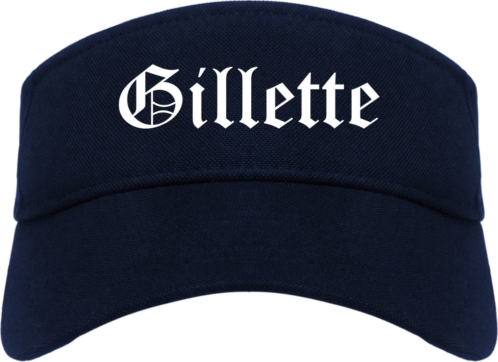 Gillette Wyoming WY Old English Mens Visor Cap Hat Navy Blue