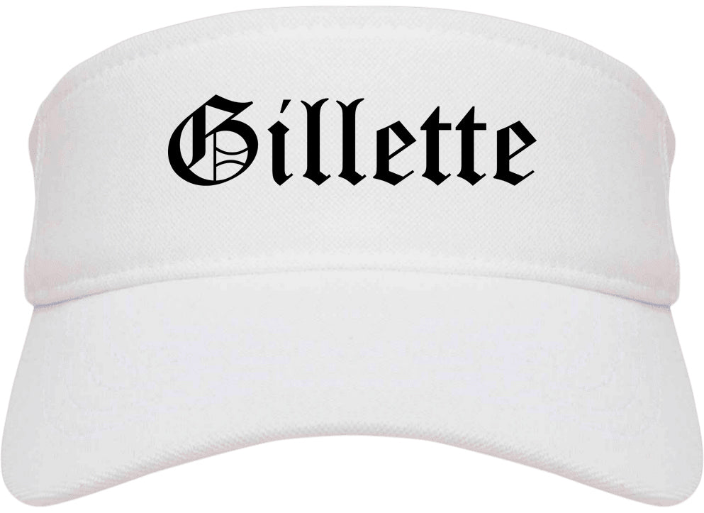 Gillette Wyoming WY Old English Mens Visor Cap Hat White