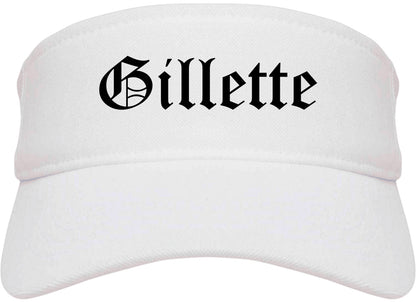 Gillette Wyoming WY Old English Mens Visor Cap Hat White