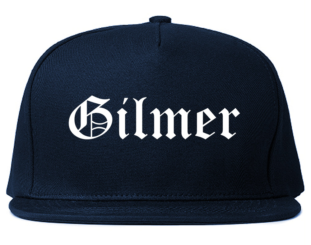 Gilmer Texas TX Old English Mens Snapback Hat Navy Blue