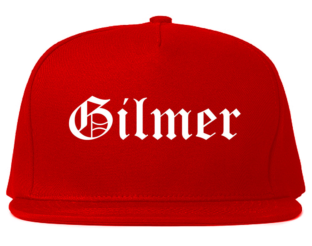 Gilmer Texas TX Old English Mens Snapback Hat Red