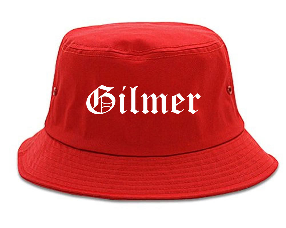 Gilmer Texas TX Old English Mens Bucket Hat Red