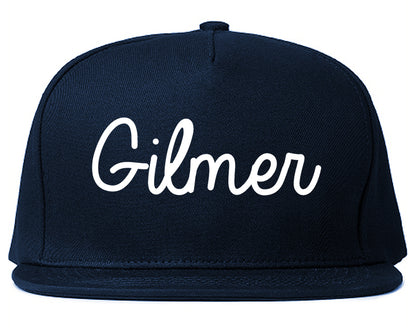 Gilmer Texas TX Script Mens Snapback Hat Navy Blue